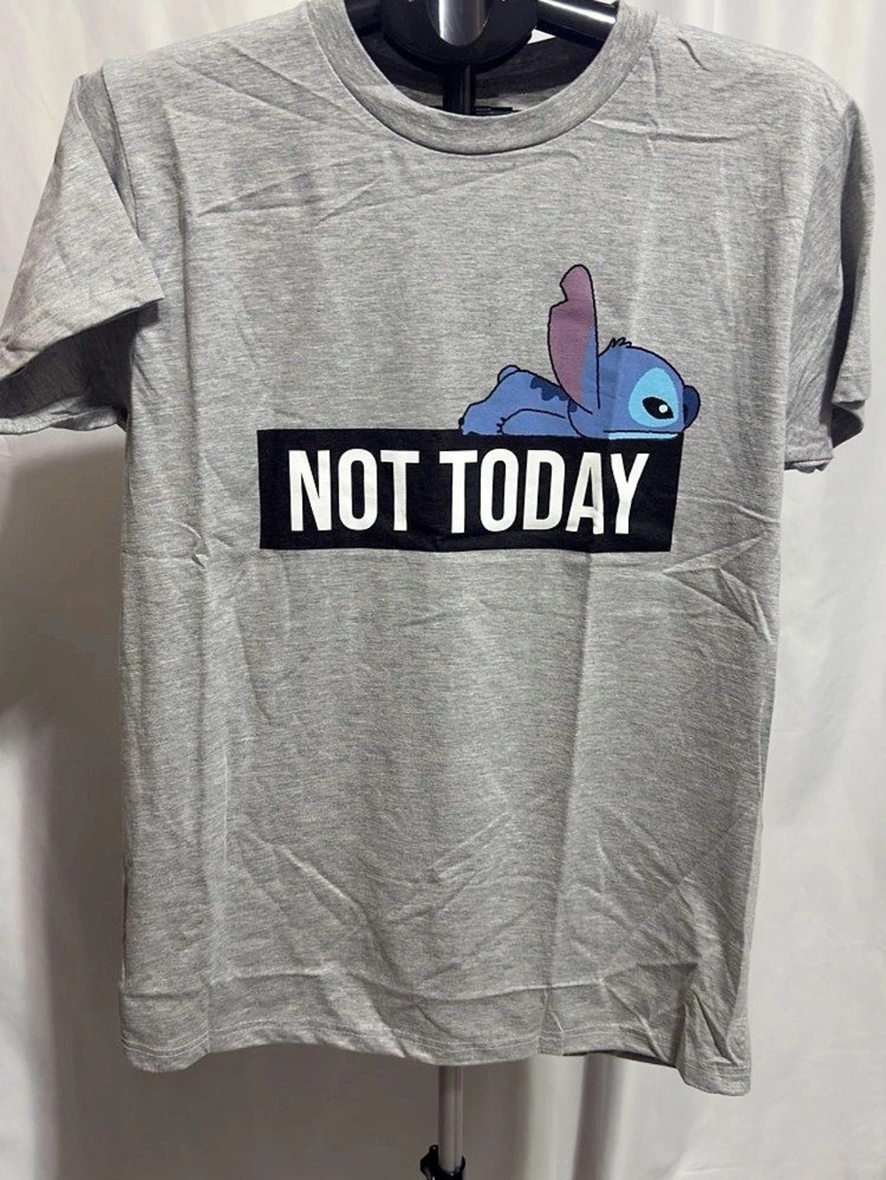 Disney Lilo & Stitch "Not Today" Gray Graphic T-Shirt Size M